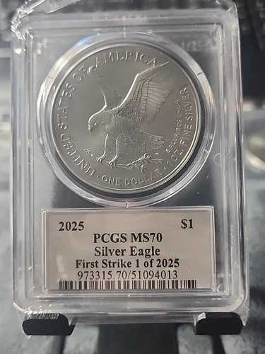 **2025個限定1枚**シルバーイーグル PCGS MS70 ファーストストライク ジョン・ダンルーサー