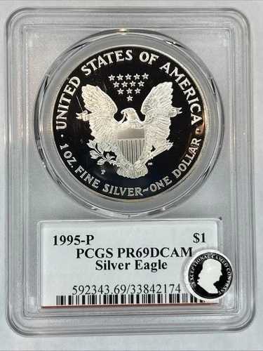 1995 P S$1 シルバー イーグル PCGS PR 69 DCAM デヴィッド ホール 直筆サイン入り 希少 139 枚中 1 枚!