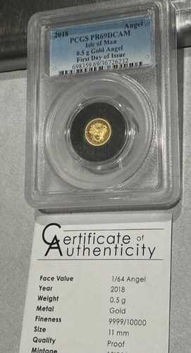 2018年 マン島 0.5グラム ゴールドエンジェル 認定 PCGS PR69 DCAM - 希少グレード 61,710円