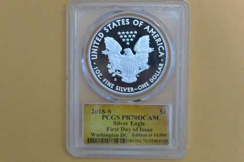 2018-S PCGS PR70DCAM シルバーイーグルプルーフ トーマス・クリーブランド サイン入り FDI ワシントン 61,710円