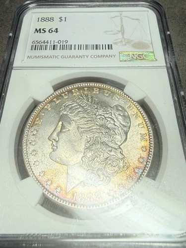 1888年 P PCGS MS-64 モルガン銀貨 巨大トナートーン フルリバース $1 Pq