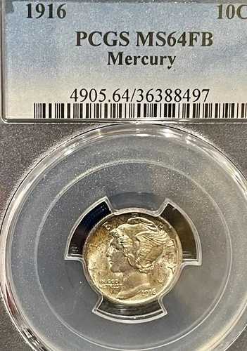 1916年製マーキュリーダイム PCGS MS64 FSB フルバンド (#497) 61,710円