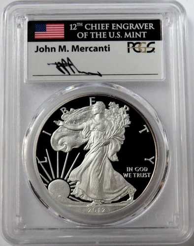 2012年 W シルバー アメリカンイーグル マーカンティ サイン入り PCGS PR 70 DCAM 1ドル プルーフ 1オンス コイン