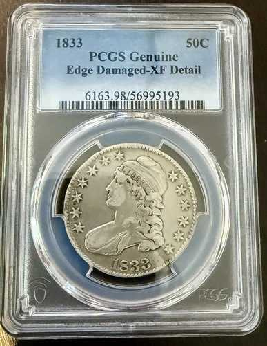 1833年 キャップドバスト シルバー ハーフドル PCGS 正規品 XF 詳細