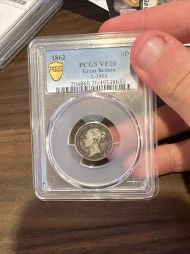 イギリス 1862年 6ペンス VF20 PCGS 美品流通カメオ