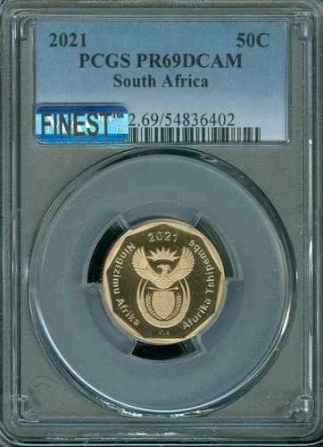 2021年 南アフリカ 50セント PCGS PR69 DCAM MAC FINEST SPOTLESS 3,000枚 鋳造