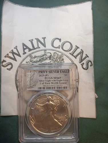 2025-P アメリカンシルバーイーグル $1 PCGS MS69 ? プライベートマーク 初発行 50K EH119
