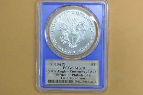 2020年 (P) シルバー アメリカンイーグル $1 PCGS MS70 緊急発行 発行初日