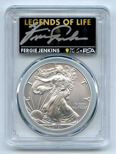 2021年 1ドル シルバーイーグル T1 最終日生産 PCGS MS70 レジェンド ライフ ファーギー・ジェンキン