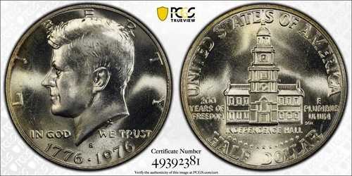 1976年 Sケネディハーフダラー 50セント PCGS MS 66 未流通プルーフ 素晴らしい