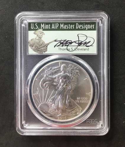 2016-W バーニッシュドシルバーイーグル PCGS SP70 発行初日 クリーブランドサイン