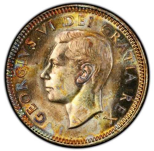 カナダ - 1949年ジョージ6世10セント硬貨 - PCGS MS64 - 素晴らしい色