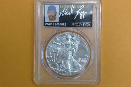 2021-(P) 1ドル アメリカン シルバー イーグル 1オンス PCGS MS70 ウェイド・ボッグス 初日発行
