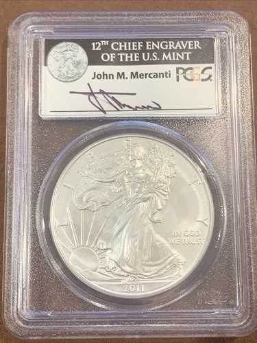 2011年- アメリカンシルバーイーグル- PCGS- MS70- ファーストストライク- 25周年記念- メルカンティ