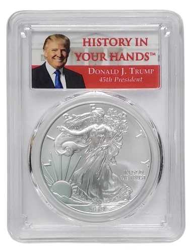 2019年 W バーニッシュ仕上げ 1ドル アメリカン シルバー イーグル PCGS SP70 ドナルド J トランプ ラベル PM0068