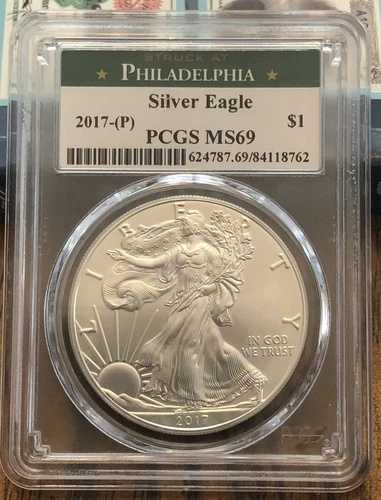 2017年 (P) PCGS アメリカン シルバー イーグル MS69 フィラデルフィア グリーンラベル