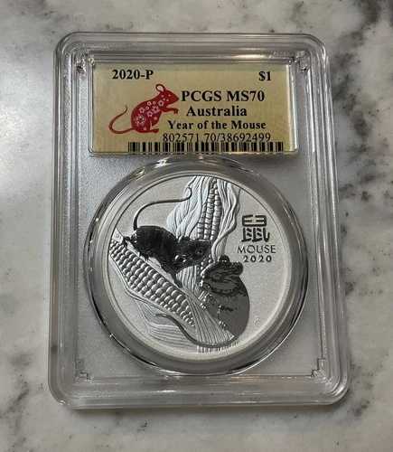 2020年 P 1オンス オーストラリア シルバー 旧暦 鼠年 PCGS MS70 初日発行 61,710円