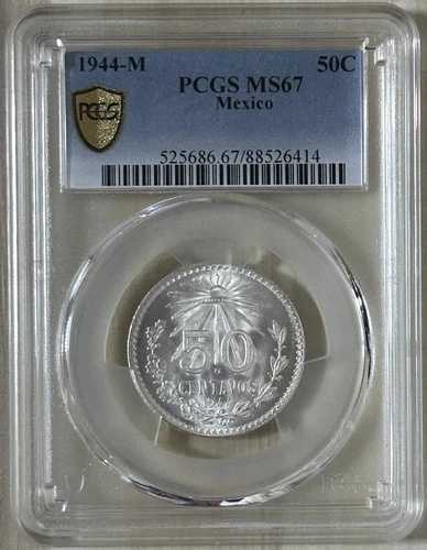 メキシコ 1944年 - M 50センタボ銀貨 ChBU 未流通 Unc PCGS MS 67 KM# 447