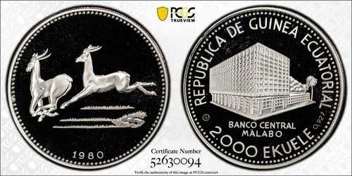 1980 CHI 赤道ギニア インパラ 2000 エクエレ PCGS PF69 DCAM