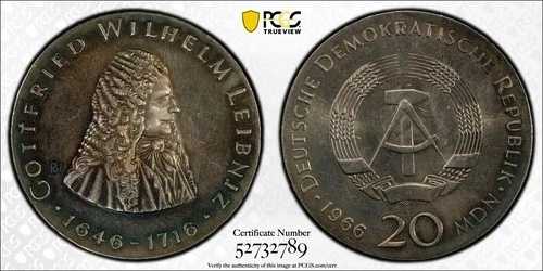 ドイツ - 民主共和国 - 1966 20 マルク・ライプニッツ - PCGS MS64