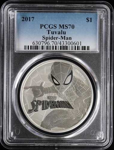 2017年ツバル産スパイダーマン 1オンス シルバードルコイン PCGS MS 70 | マーベル アベンジャーズ｜WORLD RESOURCE【QUEEN店】