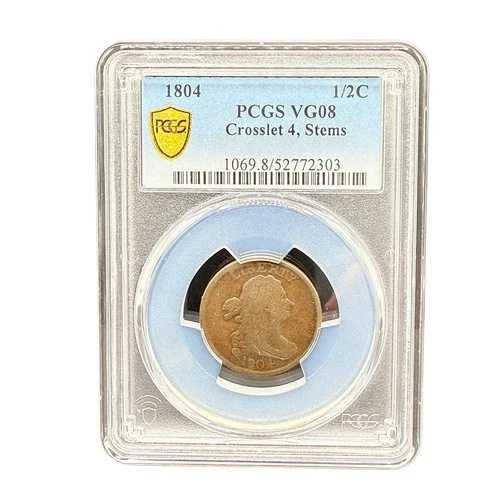 1804年製 クロスレット 4ステム ドレープバスト ハーフセント PCGS VG08