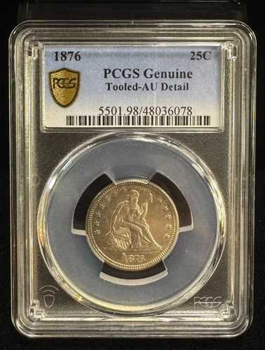 1876年 リバティ・シーテッド・クォーター ? PCGS正規品 ? 刻印あり AU詳細