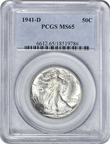 1941-D/D ウォーキング・リバティ シルバー ハーフダラー RPM 4 MS65 PCGS
