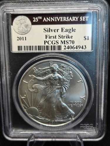 2011年 シルバーイーグル | PCGS MS70 | ファーストストライク | 25周年記念ブラックラベル