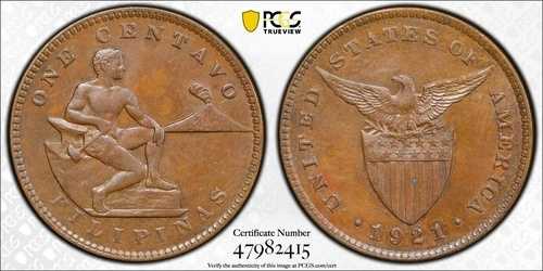 1921 1セント センタボ PCGS MS62BN 米国 フィリピン 90093.62/47982415 2/33 高｜WORLD RESOURCE【QUEEN店】
