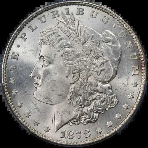 1878-P 7TF Rev 78 モルガン銀貨 PCGS MS63 素晴らしい外観、強い刻印