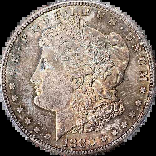 1880-S モルガン銀貨 PCGS MS65 良好な外観 強い打痕 - 色調 62,315円