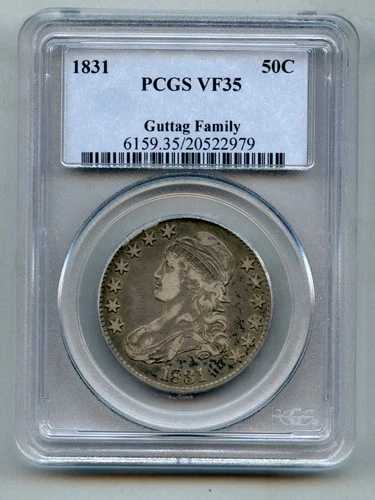 1831年 キャップドバスト シルバー ハーフドル PCGS VF 35