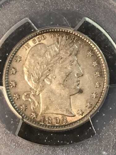 1892年 バーバークォーター PCGS AU55 **多少の色あせあり**
