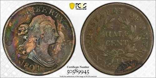 1804年 ハーフセント PCGS クロスレット 4ステム 精巧なディテール #444-3
