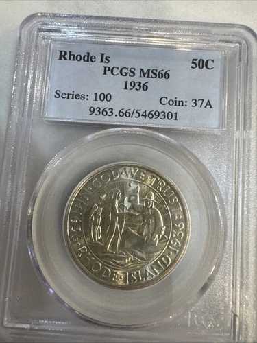 1936年ロードアイランド記念50セント硬貨 PCGS MS66 オールドブルーホルダー