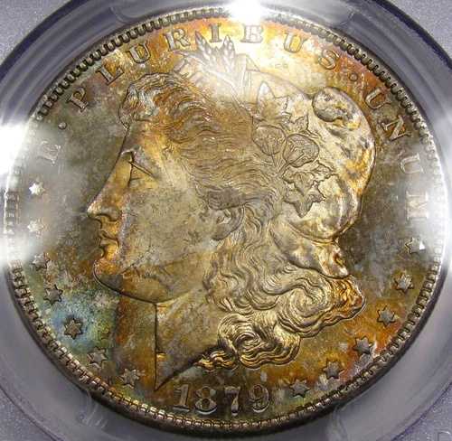 1879-S モーガン シルバー ダラー ジェム BU PCGS MS-64... 美しい色調と非常に派手!