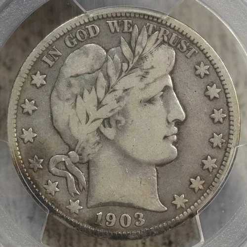 1903-S バーバーハーフダラー、非常に良好な状態 PCGS VF-20