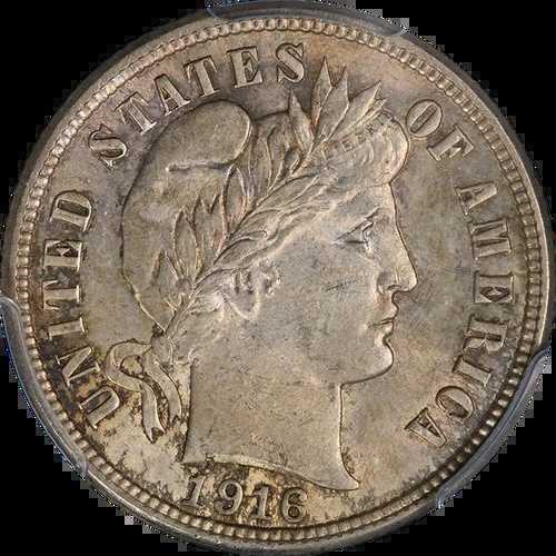 1916-P バーバーダイム PCGS MS63 素晴らしい外観 強い打痕 62,920円
