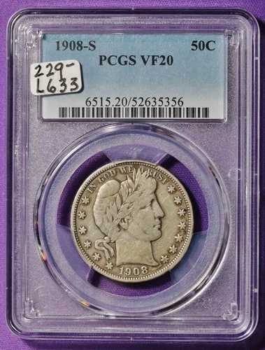 1908年頃のバーバーハーフ。PCGSホルダー入り。VF20。L633