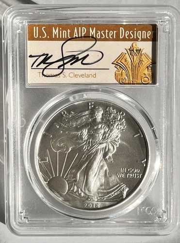 2018年 W バーニッシュド シルバー イーグル PCGS SP70 発行初日 クリーブランド シグネチャー