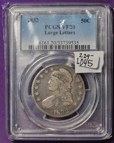 1832年製 半身像。大きな文字入り。PCGSホルダー入り。VF20。L045