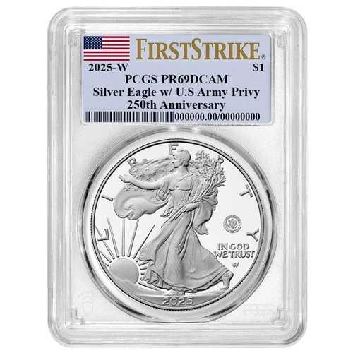 2025-W $1 1オンス プルーフ アメリカンシルバーイーグル アーミープライビー PCGS PR69DCAM FS フラッグ
