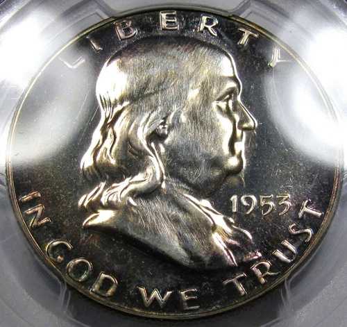 1953年 フランクリン ハーフダラー PCGS PR-64…素晴らしいコイン、表面は完璧！本当に素晴らしい