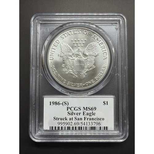 1986 S シルバー イーグル トーマス クリーブランド 署名入り PCGS MS69 ポップ 47!