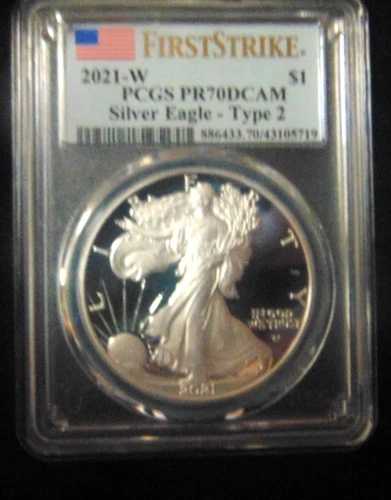 2021年 W「ファーストストライク」PCGS PR70DCAM タイプ2 シルバーイーグル 62,920円
