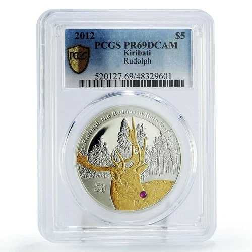 キリバス 5ドル クリスマス 赤鼻のトナカイ ルドルフ PR69 PCGS 銀貨 2012年