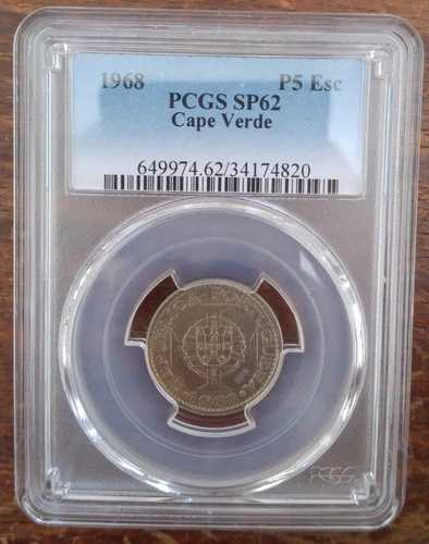 カーボベルデ 5 エスクード UNC コイン 1968 年 KM#Pr41 PROVA ESSAI PCGS SP62