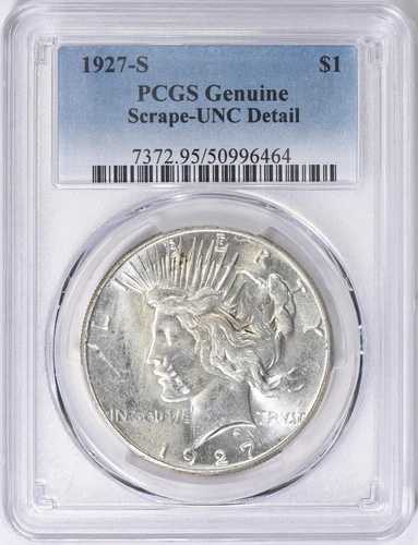 1927年 Sピース銀貨 $1 PCGS UNC 詳細 (464)