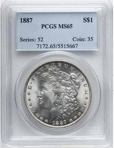 1887年 モルガン銀貨 $1 MS65 PCGS 90% 銀 発行枚数 20.29M